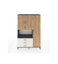 Hyperion Dolap 7 Raflı 3 Çekmeceli 3 Kapaklı 132x44x195 Antrasit-Çam/Aytaşı