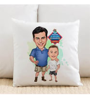 Kişiye Özel Cool Baba ve Oğlu Karikatürlü Yastık