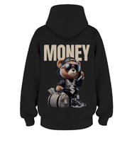 Oversize 'Money' Baskılı Kapşonlu Hoodie Sweatshirt (Siyah)