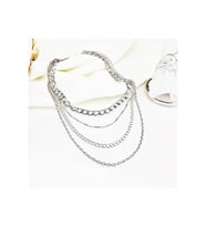 Gümüş Kaplama Kadın Çoklu Choker Kolye (Beyaz)