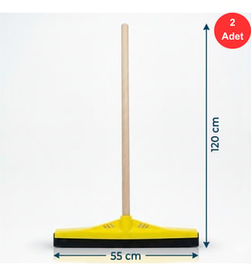 Mulpex Kauçuk Zemin Çekçeği 55 cm + 120 cm Ahşap Saplı Endüstriyel Temizlik Seti x 2 Adet