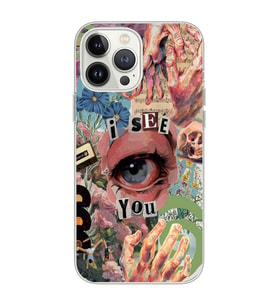 Iphone 15 Pro Uyumlu Aesthetic Kolaj Desenli Şeffaf Telefon Kılıfı