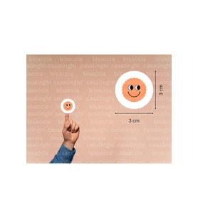 Turuncu Renkli Gülen Yüz Etiketleri Sevimli Suratlar Yuvarlak Mat Sticker 3 Cm (95 Adet)