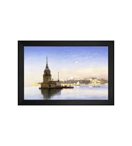 Kız Kulesi Motifli Kanvas Tablo 80 x 110 cm Siyah Çerçeve