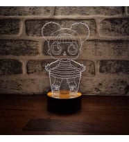 Lol Bebek Led Gece Lambası Lol Bebek Çocuk Odası Masa Lambası Ahşap Taban 7 Farklı Işık Renkli