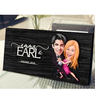 BK Gift Kişiye Özel Sevgililer Karikatürlü Kabartma Figürlü Ahşap Tablo, Duvar Dekoru, Arkadaşa Hediye, Özel Tasarım Ev Hediyesi-13 (Siyah)