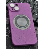 iPhone 13 Uyumlu Mor Benekli Desenli İnce Sert Kapak Kılıf Kamera Lens Korumalı