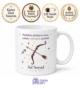 Yay Burcu İsimli Baskılı Kupa Bardak Hediye Astroloji Burç Kupası