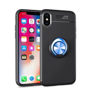 Durukar® iPhone XS Max Kılıf Range Yüzüklü Silikon - Siyah-Mavi