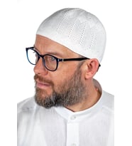 Safir İnce Örme Dantel Namaz Takkesi Siyah 1 Adet (Beyaz)