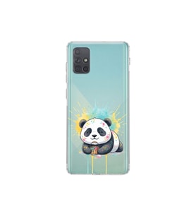 Samsung Galaxy A71 ile Uyumlu Splash Panda Tasarımlı Şeffaf Silikon Kılıf