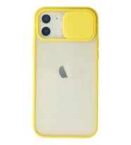 Newface Apple iPhone 12 Kılıf Palm Buzlu Kamera Sürgülü Silikon - Sarı