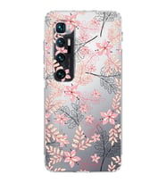 Xiaomi  Mi 10 Ultra  Kamera Korumalı Kapak Floral Kırmızı Tasarımlı Şeffaf  Kılıf