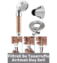 Filtreli Su Tasarruflu Arıtmalı Duş Başlığı Hortum Mafsal Set