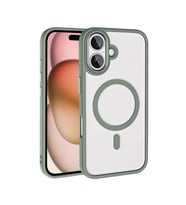 Apple iPhone 16 Plus Uyumlu Kılıf Wireless Şarj Özellikli Zore Krom M-safe Silikon Kapak (Gri-Gri)