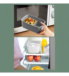 Porsima 3192 Vakumlu Kendinden Kaşık Çatallı Sosluklu Bölmeli Beslenme Çantası - Taşınabilir 2 Katlı Lunch Box - Sefer Tası 1200 Ml Beyaz