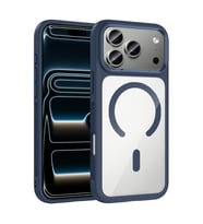 Apple iPhone 17 Pro Max Uyumlu Kılıf M-Safe Şarj Özellikli Metal Kamera Çerçeveli Zore Tiko Kapak (Lacivert)