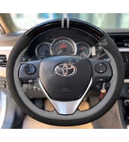 Toyota Corolla E170 Dikme Direksiyon Kılıfı Parlak Siyah Gri Detaylı Gri Çift Yüzük ve Dikiş 2013-2019