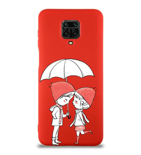 Xiaomi Redmi Note 9 Pro Uyumlu Lansman Kılıf Aşk Tasarımlı İçi Kadife Kapak-Kırmızı (Şeffaf)