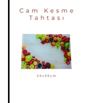 Cam Kesme Tahtası* Mutfak Tahtası Kare 25x35cm Meyve Görünümlü