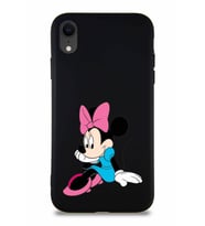 Apple iPhone XR Soft Premier Kapak Minnie Mouse-E Tasarımlı Silikon Kılıf - Siyah (Şeffaf)