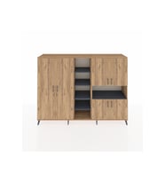 Hyperion Dolap 13 Raflı 6 Kapaklı 220x44x163 Çam-Çam/Antrasit