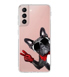PrintiFy Samsung Galaxy S21 ile Uyumlu 1mm Slim Fit Köpek 2 050e Baskılı Şeffaf  Kılıf