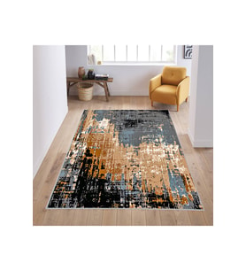 Rovigo Home Dijital Baskı Yıkanabilir Kaymaz Taban Salon Halısı RVG0577 (Kahverengi)