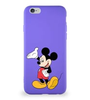 Apple iPhone 6S Soft Premier Kapak Mickey Mouse-C Tasarımlı Silikon Kılıf - Mor (Şeffaf)