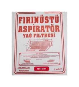 Fırınüstü Kağıt Aspiratör Yağ Filtresi Bez Filitre 5 Adet 35x56 Cm Her Markaya Uygundur