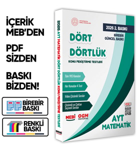 2026 YKS-AYT MEBİ-OGM Dört Dörtlük Matematik Pekiştirme Testi A4 Renkli Soru Bankası BASKI ÜCRETİ