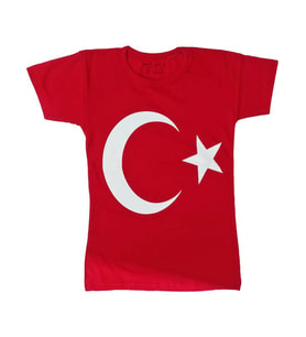 Türk Bayraklı Tişört Pamuklu Kırmızı Çocuk T-shirt- 8 yaş