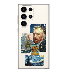Samsung Galaxy S23 ULTRA Uyumlu Van Gogh ve Sanatsal Tablolar Tasarımlı Şeffaf Telefon Kılıfı