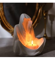 Dekoratif Ghost Hayalet Figürlü Tealight Mumluk Ev Dekoru Ofis Dekoru Süs (Beyaz)