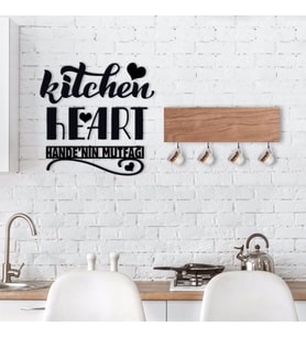 BK Home Doğal Ahşap Dekoratif Fincan Askılığı ve İsme Özel Mutfak Duvar Süsü-6 (Siyah)