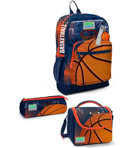 Coral High Kids Turuncu Lacivert Basketbol Desenli 3'lü Okul Çanta Seti SET0123766
