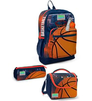 Coral High Kids Turuncu Lacivert Basketbol Desenli 3'lü Okul Çanta Seti SET0123766