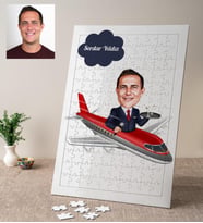 Karikatürlü Kabin Memuru Kişiye Özel Puzzle
