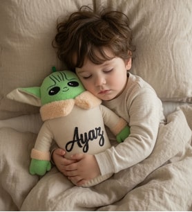 Kişiye Özel İsimli Star Wars Baby Yoda Peluş Oyuncak - Uyku Arkadaşı, Yenidoğan Bebek ve Çocuk Doğum Günü Hediyesi