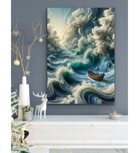 Okyanustaki Yalnız Gemi Kanvas Tablo 70x100cm