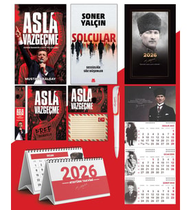 Asla Vazgeçme - Ayraç - Kartpostal - Poster - Solcular -  2026 Ajanda Komutan - Gazi Duvar Takvimi - Masa Takvimi