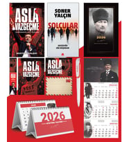 Asla Vazgeçme - Ayraç - Kartpostal - Poster - Solcular -  2026 Ajanda Komutan - Gazi Duvar Takvimi - Masa Takvimi