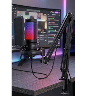 Midex V6 RGB Set USB Oyuncu ve Yayıncı Mikrofonu Condenser Stüdyo (Kayıt Gaming Tiktok Twitch Canlı yayın Discord Youtube)