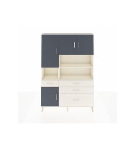 Arges Dolap 9 Raflı 4 Çekmeceli 4 Kapaklı 132x30x195 Aytaşı-Antrasit/Aytaşı