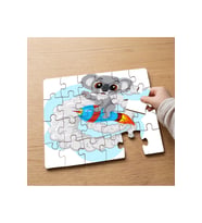 Roket Üstünde Sevimli Koala Tasarımlı 24 Parça Ahşap Çocuk Puzzle MPK0143