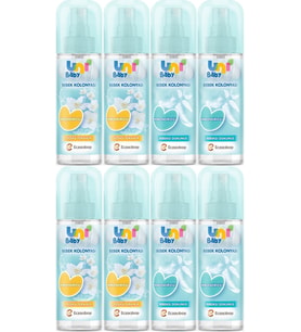 Uni Baby Bebek Kolonyası 150ML Karma Set Nemlendiricili (Bebeksi Dokunu/Çiçeksi Ferahlık) (8 Li Set)