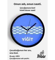 İsme Özel Renkli Balık Çocuk Odası Duvar Saati Orta Boy 30 cm Siyah Camlı Sessiz