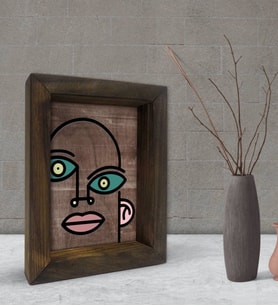 BK Gift Picasso Style Tasarımlı Dekoratif Doğal Masif Ahşap Çerçeve 15x20cm-1 (Beyaz)
