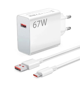 67 W Turbo Hızlı Şarj Seti (USB Type-c Kablo ve Adaptör)