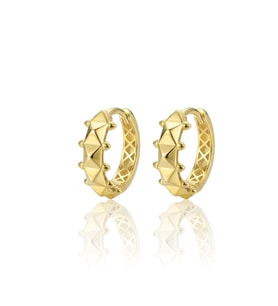 925 Ayar Gümüş küpe Üzeri Altın Kaplama Piramit desenli halka küpe SGTL13187GOLD
